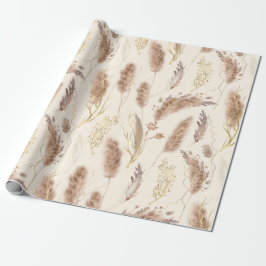 Elegant Chic Beige Golden Pampas Grass Mönster Presentpapper