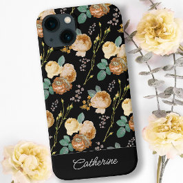Elegant Chic Beige Ro Blommigt på Black