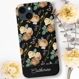 Elegant Chic Beige Ro Blommigt på Black