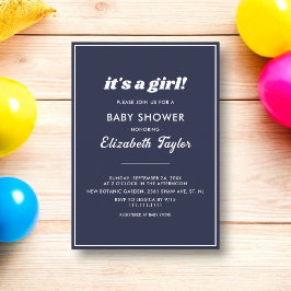Elegant Chic Blå, blå babyskor med blå Inbjudningar