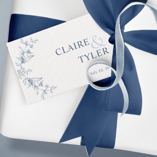 Elegant Chic Blå och Vit Bröllop Presentetikett