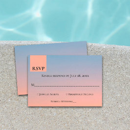 Elegant chic blå orange Bröllop OSA Kort