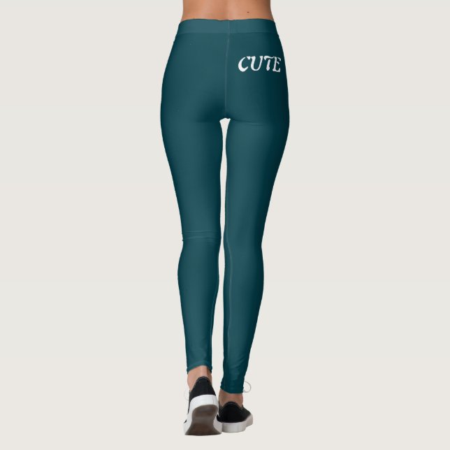 Elegant Chic Blå Teal  Leggings (Baksida)