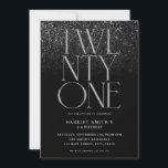 Elegant Chic Black 21:a födelsedag Party Inbjudningar<br><div class="desc">Modern minimalistisk inbjudan till 21:a födelsedagspartiet med enkel design med typografi av elegantens chic.</div>