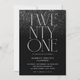 Elegant Chic Black 21:a födelsedag Party Inbjudningar