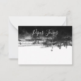 Elegant Chic Black Abstrakt Photograf Namnteckning Anteckningskort