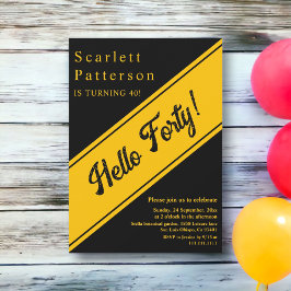 Elegant Chic Black and Guld Luxury 40:e födelsedag Inbjudningar