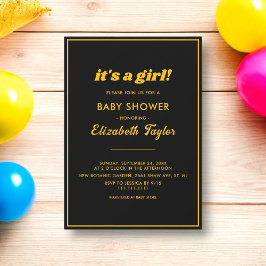 Elegant Chic Black and Guld Luxury Baby Shower Inbjudningar