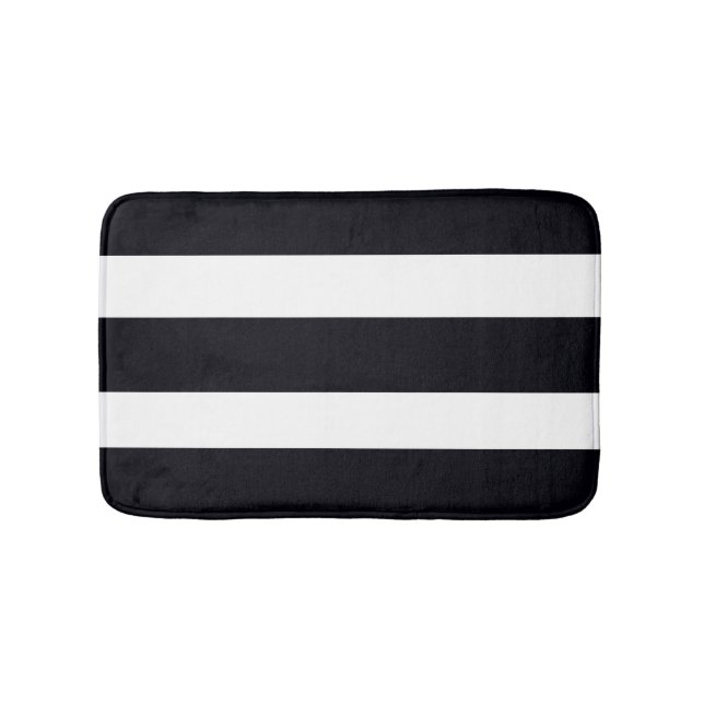 Elegant Chic Black and White Stripe Bathroom Badrumsmatta (Framsidan)