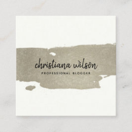 ELEGANT CHIC BLACK BRUSH STROKE CALLIGRAPHY FYRKANTIGT VISITKORT