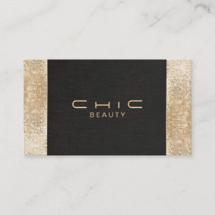 Elegant Chic Black Faux Guld Sequin Beauty Visitkort