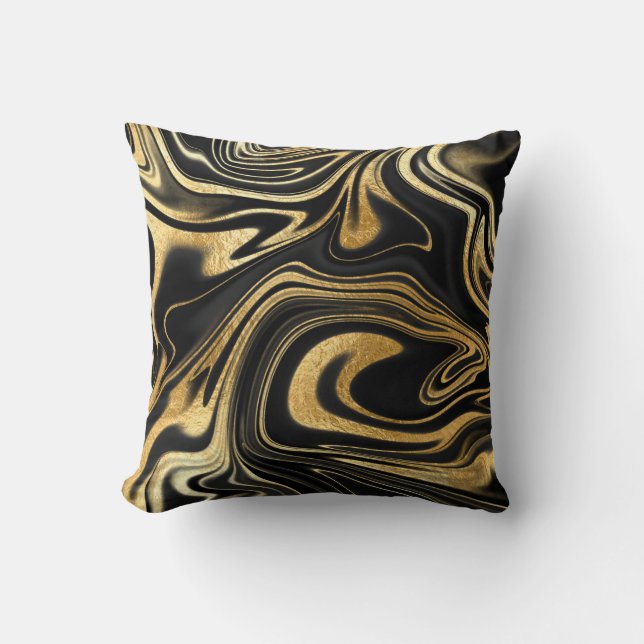 Elegant Chic Black & Gold Foil Marble Kudde (Framsida)