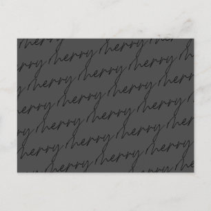 Elegant Chic Black Grått Merry Script Helgdag Vykort