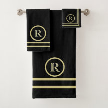 Elegant Chic Black Guld Anpassningsbar Monogram