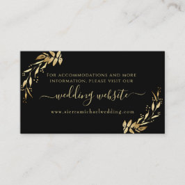 Elegant Chic Black & Guld Foliage Bröllop webbplat Tilläggskort