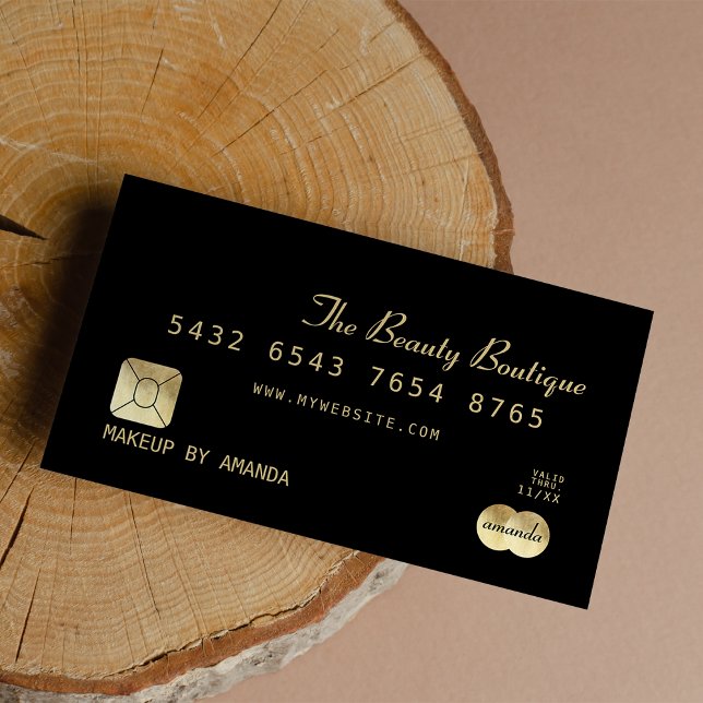 Elegant Chic Black Guld Luxury Kredit Card Visitkort (Elegant Chic Black Gold Luxury Credit Card)