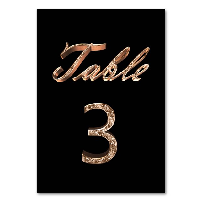 Elegant Chic Black Guld Party Bordsnummer 3 (Framsidan)