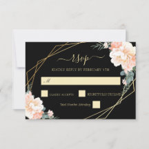 Elegant Chic Black Guld Peach Blommigt Bröllop
