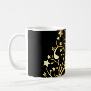 Elegant Chic Black Guld Stars Snyggt Party Mugg