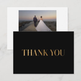 Elegant Chic Black Guld Tack Photo Card Kort