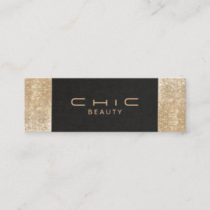 Elegant Chic Black Linen Guld Sequin Beauty Mini Visitkort
