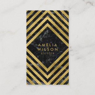 Elegant Chic Black Marble Faux Guld Social Media Visitkort