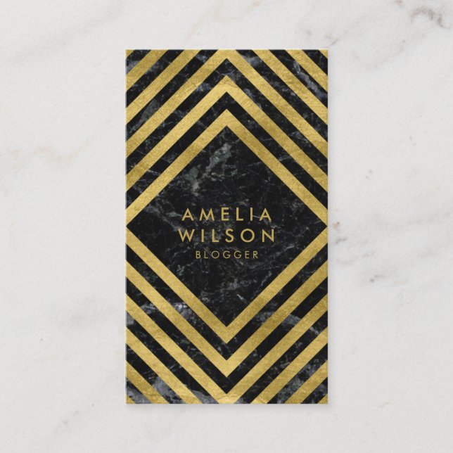 Elegant Chic Black Marble Faux Guld Social Media Visitkort (Framsida)