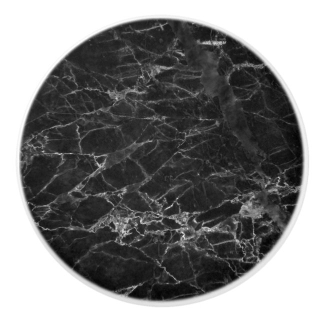 Elegant Chic Black Marble Mönster Design Knopp (Framsidan)