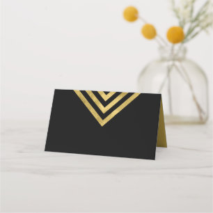 Elegant Chic Black och Faux Guld Geometric Placeringskort