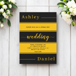 Elegant Chic Black och Guld Rand lyx Bröllop Inbjudningar