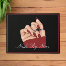 Elegant Chic Black & Red Nail Salon Manicurist