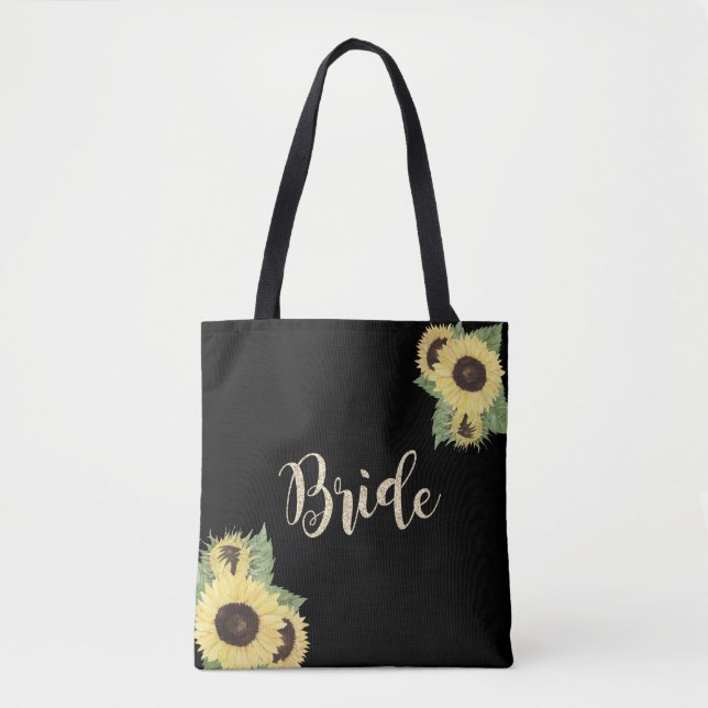 Elegant Chic Black, Sunblommor, Bride Tygkasse (Framsida)