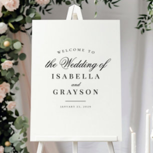 Elegant Chic Black White Bröllop Välkomstskylt Poster