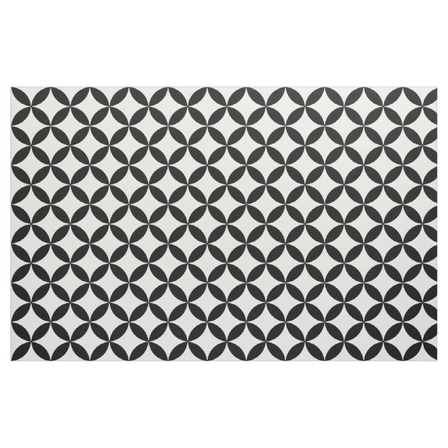 Elegant Chic Black White Retro Mod Circles Mönster Tyg (Fat Quarter)