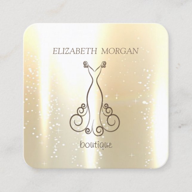 Elegant  Chic  Blank, Falskt Guld, Glittrig, Klänn Fyrkantigt Visitkort (Framsida)