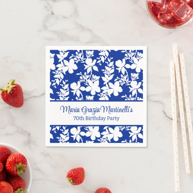 Elegant Chic blåvitt Blommönster Pappersservett (Insitu)