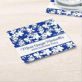 Elegant Chic blåvitt Blommönster Underlägg Papper Kvadrat