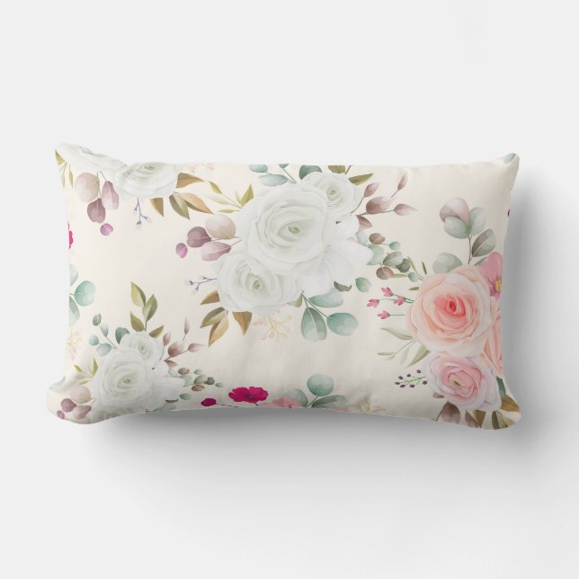 Elegant chic blommig lumbarkudde (Framsida)