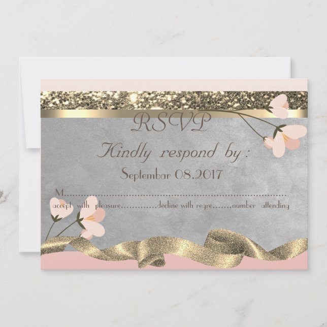Elegant Chic  Blommig RSVP Inbjudningar (Framsida)
