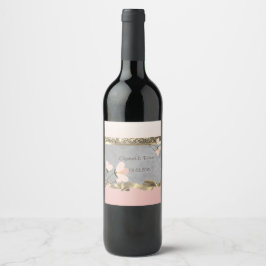 Elegant Chic Blommig Vinflaska Etikett