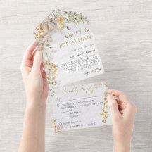 Elegant Chic Blommigt Bröllop alla i en inbjudan