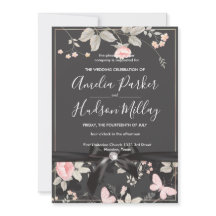 Elegant chic Blommigt bröllopsinbjudan