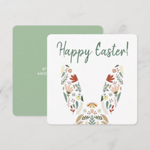 Elegant Chic Blommigt Bunny Påsk Hälsning Julkort