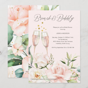 Elegant chic blommigt champagne möhippa inbjudningar