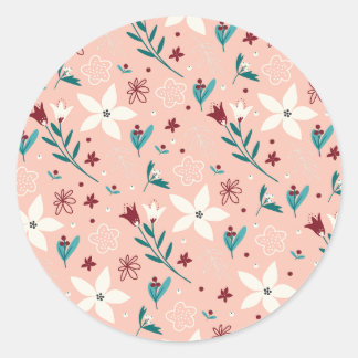 Elegant Chic Blommigt Rosa Sticker Runt Klistermärke
