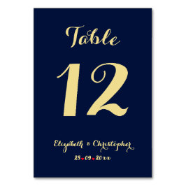 Elegant Chic Blue Faux Guld Bröllop Möhippa Bordsnummer