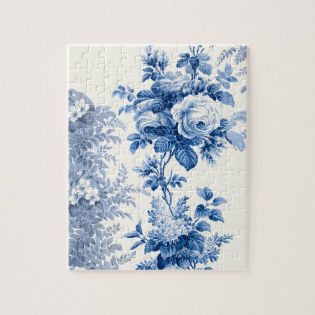 Elegant Chic Blue Ro och Ferns Pussel (Vertikal)