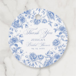 Elegant Chic Blue Toile Chinoiserie Möhippa Gåvor Etiketter