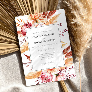 Elegant Chic Boho Blommigt Bröllop Inbjudningar