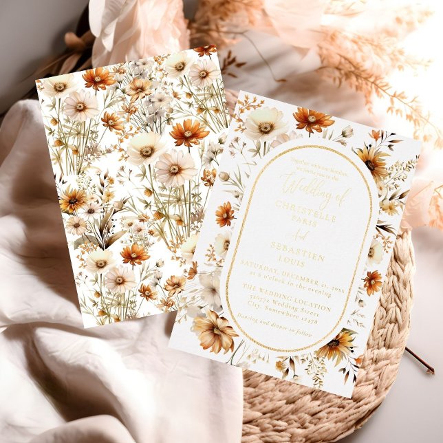 Elegant & Chic Boho Fall Wildblomma Bröllop Inbjudningar (Skapare uppladdad)